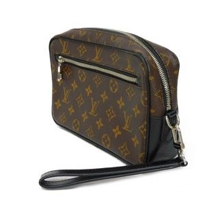 Louis Vuitton Leather Clutch Black Kasai Pochette Bag
